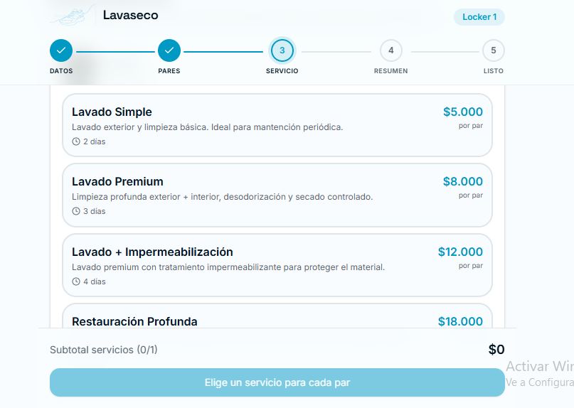 Lavaseco flujo cliente
